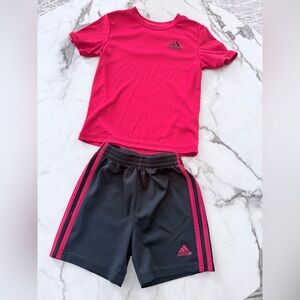 Adidas Red and Black Kids' Activewear Set